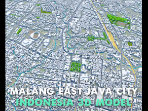 Malang city East Java Indonesia 20km 3D Model