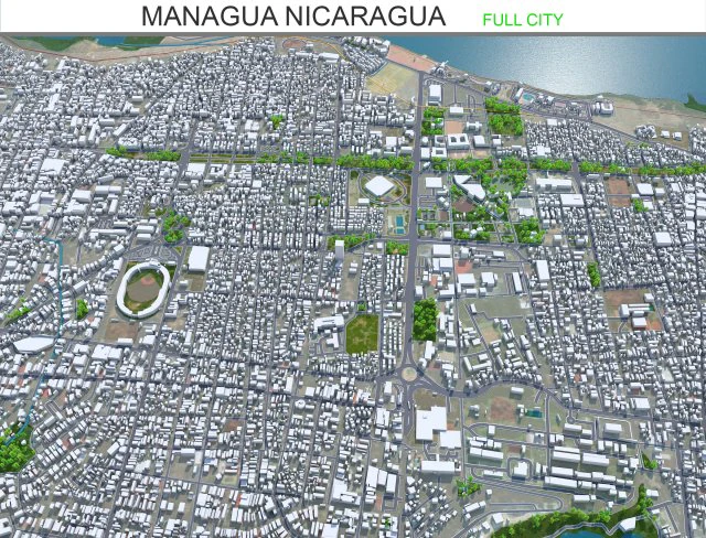 Managua city Nicaragua 30km 3D Model .c4d .max .obj .3ds .fbx .stl .blend