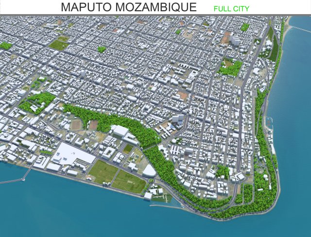 Maputo city Mozambique 30km Modelo 3D .c4d .max .obj .3ds .fbx .stl .blend 