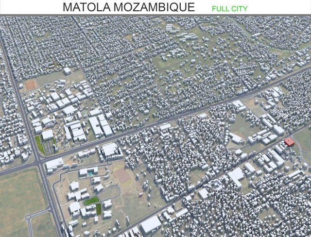Matola city Mozambique 20km 3Dモデル .c4d .max .obj .3ds .fbx .stl .blend 