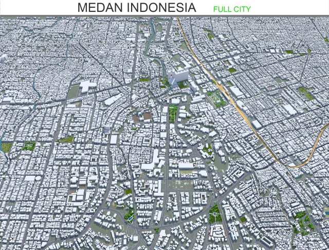 Medan city Indonesia 30km 3Dモデル .c4d .max .obj .3ds .fbx .stl .blend 