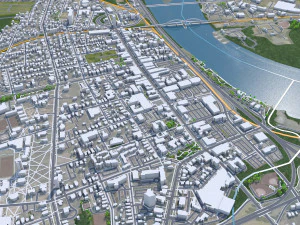 Middletown city Connecticut USA 15km 3D Model