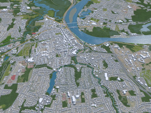 Middletown city Connecticut USA 15km Modello 3D
