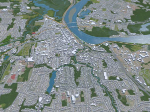 Middletown city Connecticut USA 15km 3D Model