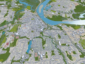 Middletown city Connecticut USA 15km 3D Model