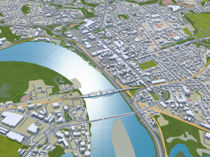 Middletown city Connecticut USA 15km Modello 3D
