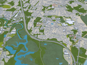 Middletown city Connecticut USA 15km Modello 3D