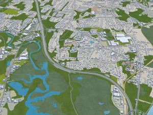 Middletown city Connecticut USA 15km 3D Model