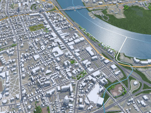 Middletown city Connecticut USA 15km Modello 3D