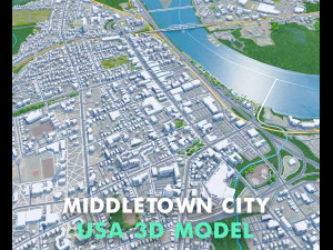Middletown city Connecticut USA 15km 3D Model