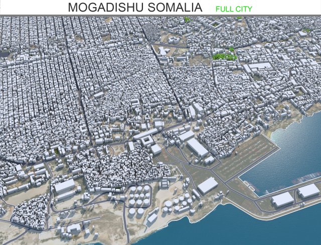 Mogadishu city Somalia 35km 3D Model .c4d .max .obj .3ds .fbx .stl .blend 