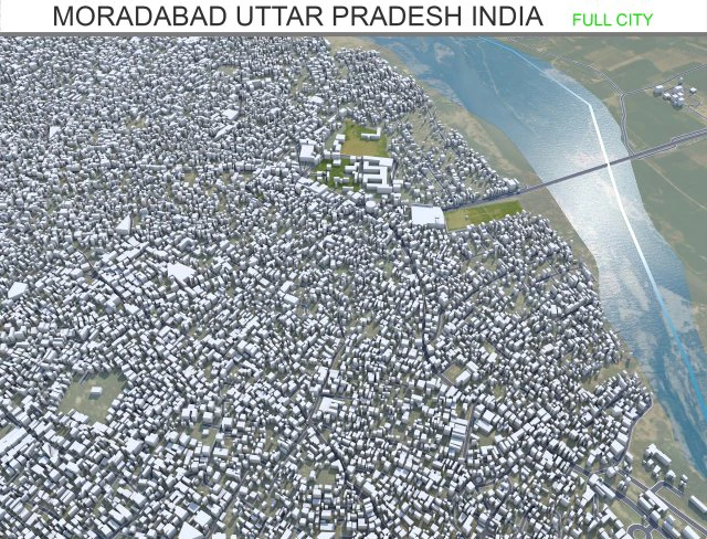 Moradabad city Uttar Pradesh India 15km 3D Model .c4d .max .obj .3ds .fbx .stl .blend 