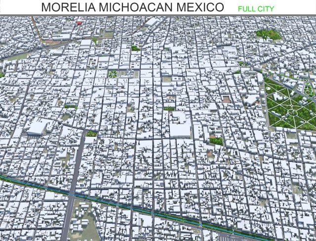 Morelia city Michoacan Mexico 30km Modelo 3D .c4d .max .obj .3ds .fbx .stl .blend 