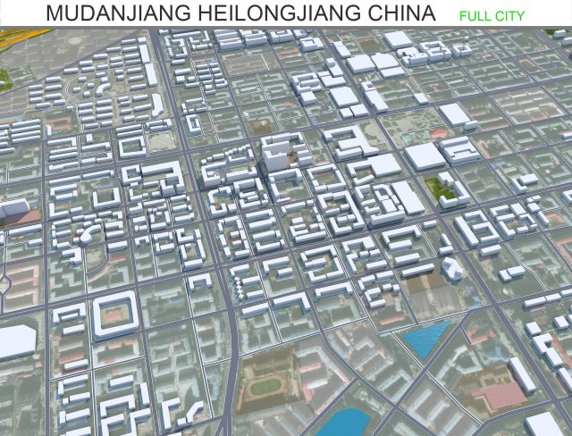 Mudanjiang city Heilongjiang China 25km 3Dモデル .c4d .max .obj .3ds .fbx .stl .blend