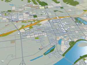 Mudanjiang city Heilongjiang China 25km 3D Model
