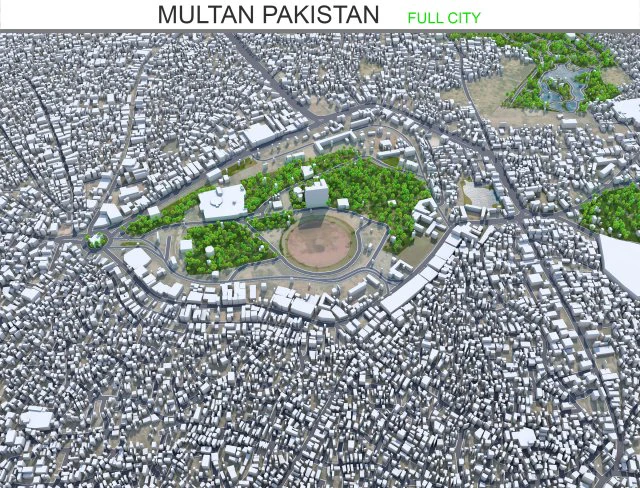 Multan city Pakistan 40km 3D Model .c4d .max .obj .3ds .fbx .stl .blend
