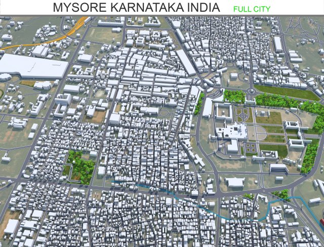Mysore city Karnataka India 25km Model 3D .c4d .max .obj .3ds .fbx .stl .blend 