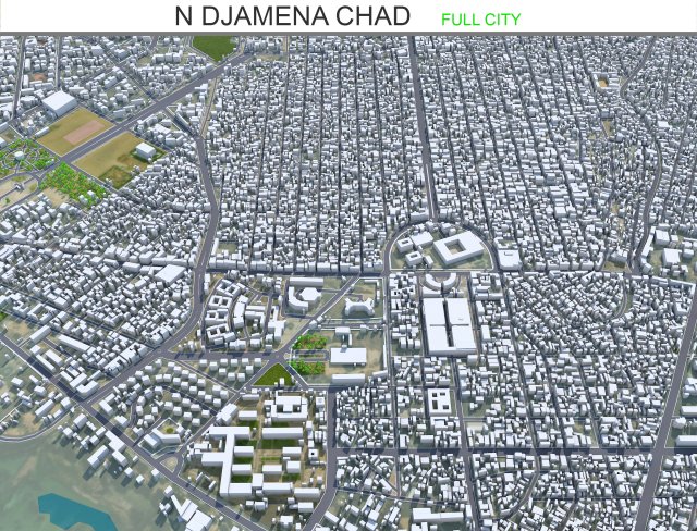 N Djamena city Chad 30km Modèle 3D .c4d .max .obj .3ds .fbx .stl .blend 