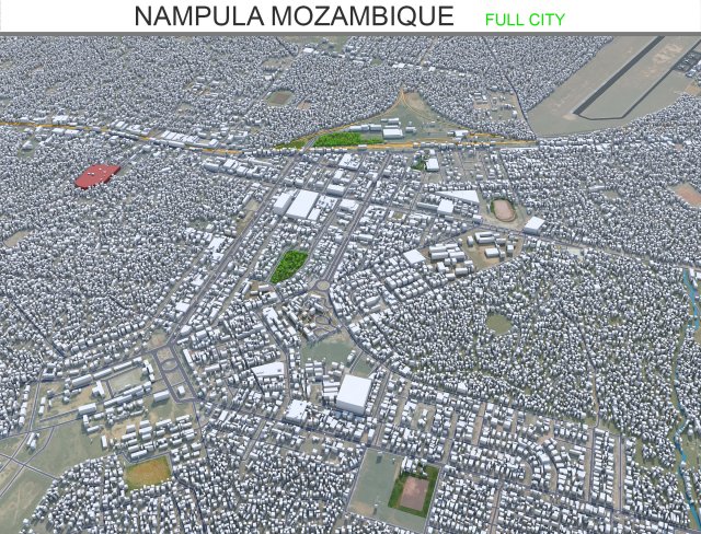 Nampula city Mozambique 15km 3D Model .c4d .max .obj .3ds .fbx .stl .blend 
