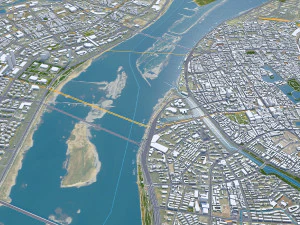 Nanchang city Jiangxi China 60km 3D Model
