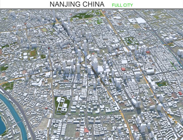 Nanjing city China 100km Modello 3D .c4d .max .obj .3ds .fbx .stl .blend 
