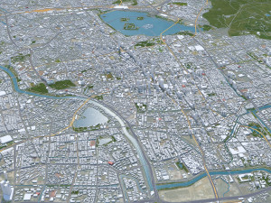 Nanjing city China 100km Modello 3D