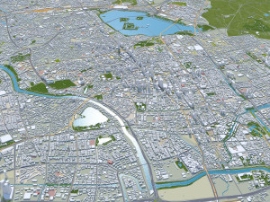 Nanjing city China 100km Modello 3D