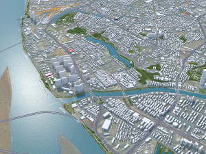Nanjing city China 100km Modello 3D
