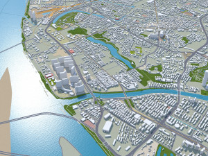 Nanjing city China 100km Modello 3D