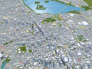 Nanjing city China 100km Modello 3D