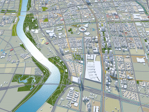 Nanjing city China 100km Modello 3D