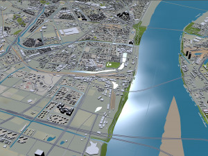 Nanjing city China 100km Modello 3D