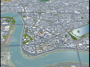 Nanning city Guangxi China 50km 3D Model