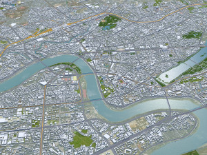 Nanning city Guangxi China 50km 3D Model