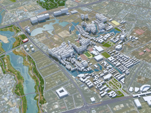 Nanning city Guangxi China 50km 3D Model