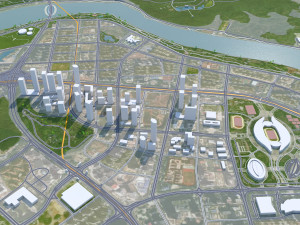 Nanning city Guangxi China 50km 3D Model