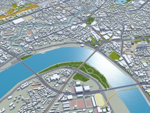 Nanning city Guangxi China 50km 3D Model
