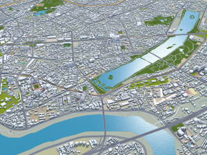 Nanning city Guangxi China 50km 3D Model