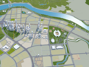 Nanning city Guangxi China 50km 3D Model