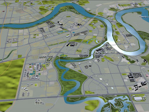 Nanning city Guangxi China 50km 3D Model