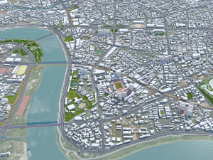 Nanning city Guangxi China 50km 3D Model
