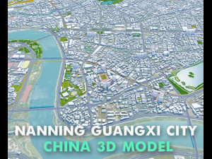 Nanning city Guangxi China 50km 3D Model