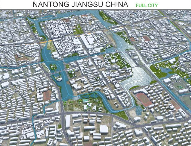 Nantong city Jiangsu China 60km 3D Model .c4d .max .obj .3ds .fbx .stl .blend 
