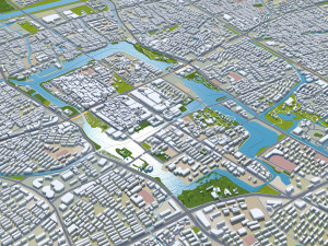 Nantong city Jiangsu China 60km 3D 모델