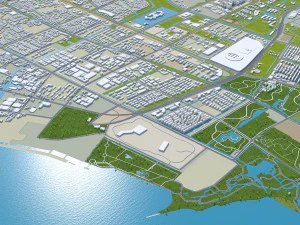 Nantong city Jiangsu China 60km 3D Model
