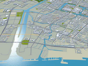 Nantong city Jiangsu China 60km 3D Model