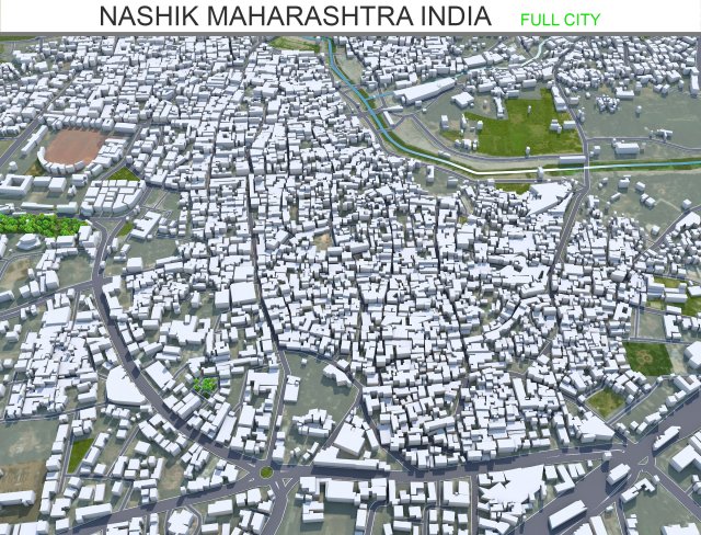 Nashik city Maharashtra India 30km Modello 3D .c4d .max .obj .3ds .fbx .stl .blend 
