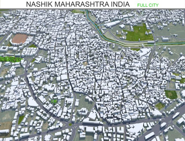 Nashik city Maharashtra India 30km 3D Model .c4d .max .obj .3ds .fbx .stl .blend