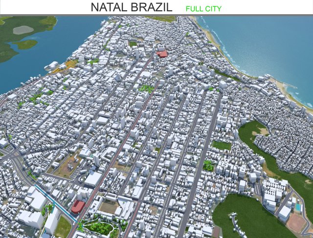 Natal city Brazil 30km Modelo 3D .c4d .max .obj .3ds .fbx .stl .blend 
