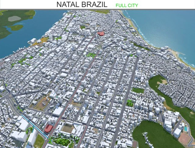 Natal city Brazil 30km 3D Model .c4d .max .obj .3ds .fbx .stl .blend 